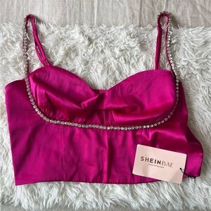 Cropped embellished tank